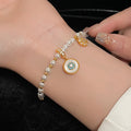 Zircon Pearl Round Mother Of Pearl Geometric Palace Style Elegant Bangle view 4
