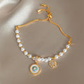 Zircon Pearl Round Mother Of Pearl Geometric Palace Style Elegant Bangle view 3