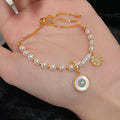 Zircon Pearl Round Mother Of Pearl Geometric Palace Style Elegant Bangle view 2