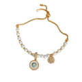 Zircon Pearl Round Mother Of Pearl Geometric Palace Style Elegant Bangle view 5