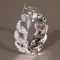 Full Rhinestone Eye Catching Ring For Women With Unique Link Buckle Design, Chic Light Luxury Jewelry view 4