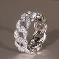 Full Rhinestone Eye Catching Ring For Women With Unique Link Buckle Design, Chic Light Luxury Jewelry view 2