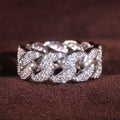Full Rhinestone Eye Catching Ring For Women With Unique Link Buckle Design, Chic Light Luxury Jewelry view 3