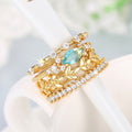 Women's Stackable Marquise Leaf Geometric Ring Set, Four Piece Engagement Wedding Finger Rings view 3
