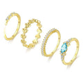 Women's Stackable Marquise Leaf Geometric Ring Set, Four Piece Engagement Wedding Finger Rings view 2