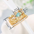 Women's Stackable Marquise Leaf Geometric Ring Set, Four Piece Engagement Wedding Finger Rings view 4