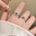 Light Luxury Resin Zircon Gourd Flower Geometric Round Ring For Women view 2