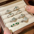 Light Luxury Resin Zircon Gourd Flower Geometric Round Ring For Women view 1