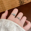 Light Luxury Resin Zircon Gourd Flower Geometric Round Ring For Women view 4