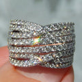 Women's Cross Design Ring Sparkling Light Luxury European American Style Elegant Jewelry view 1