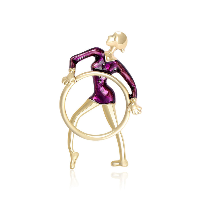 Alloy Rhythmic Gymnast Girl Brooch Pin For Suit Decoration