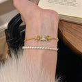 Sparkling Zircon Hollow Iris Flower Chain Adjustable Bangle French Court Luxury Jewelry view 2