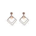 Green and Black Double Open Square Gold Stud Earrings view 5