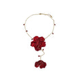Sweet Fabric Crystal Flower Pendant Necklace For Women, Floral Designer Collarbone Choker view 5