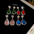 Copper Teardrop Rhinestone Drop Earrings Elegant Court Style Light Luxury Jewelry view 1