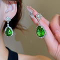 Copper Teardrop Rhinestone Drop Earrings Elegant Court Style Light Luxury Jewelry view 4