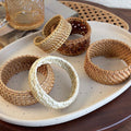 Ethnic Handmade Woven Rattan Open Cuff Bangle Vintage Minimalist Fashion Bracelet view 3
