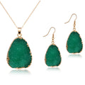 Gold Tone Crystal Cluster Teardrop Necklace and Earring Sets in Two Colors view 6