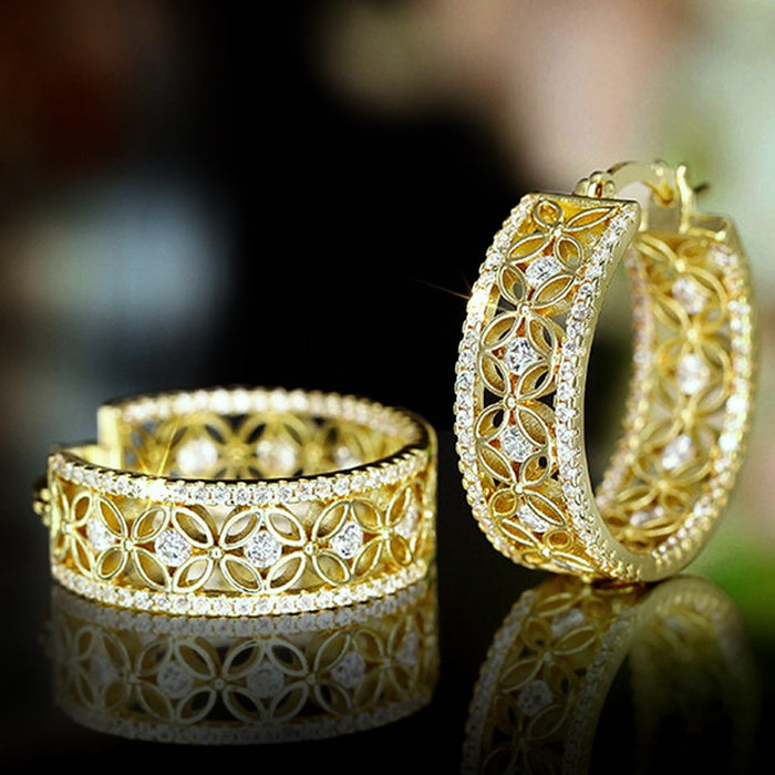 French Style Marquise Floral Butterfly Ear Cuffs For Women, Elegant Light Luxury Earrings