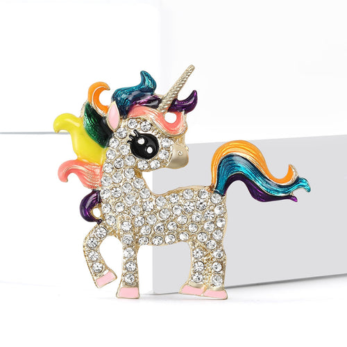 Alloy Enamel Rainbow Horse Brooch Pin For Suits Coats Apparel