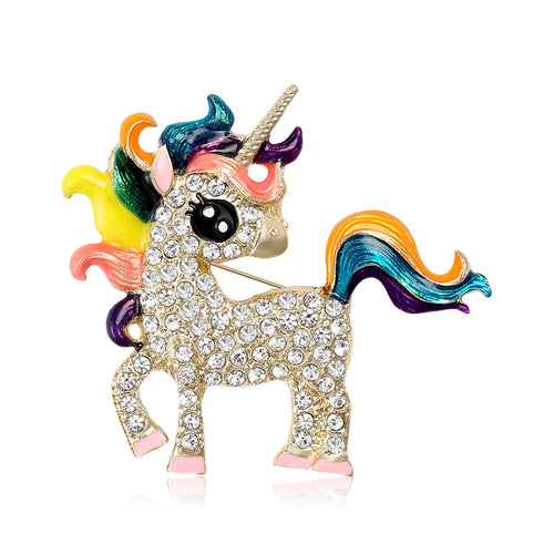 Alloy Enamel Rainbow Horse Brooch Pin For Suits Coats Apparel