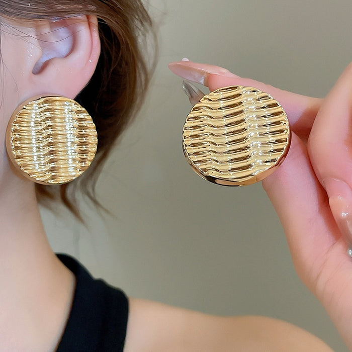 European American Style Ripple Geometric Round Acrylic Stud Earrings Minimalist Fashion Jewelry
