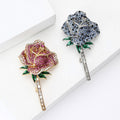Alloy Rhinestone Rose Flower Brooch Pin For Elegant Women's Apparel view 3