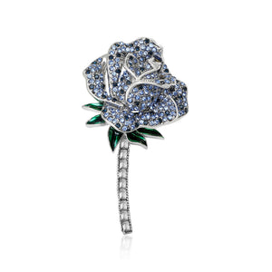 Alloy Rhinestone Rose Flower Brooch Pin For Elegant Women's Apparel