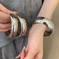 European American Smooth Metal Geometric Round Bangle Minimalist Fashion Bracelet For Women view 4
