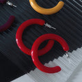 Silver Needle Acrylic Round C Shape Hoop Earrings Minimalist Geometric Fashion Ear Jewelry view 3