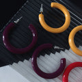 Silver Needle Acrylic Round C Shape Hoop Earrings Minimalist Geometric Fashion Ear Jewelry view 2