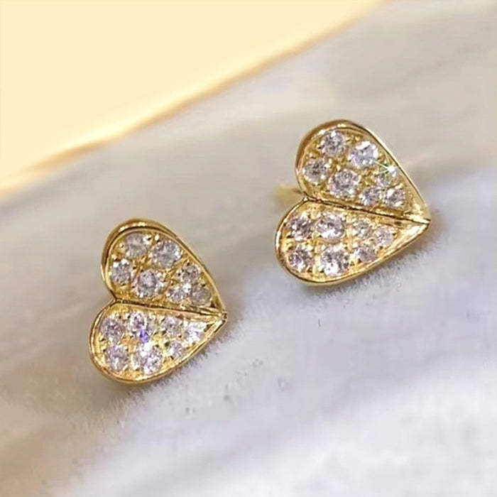 Simple Heart Stud Earrings For Women, Elegant Daily Commute Love Shape Fashion Jewelry