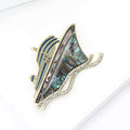 Alloy Abalone Shell Cruise Ship Brooch Pin With Rhinestone Decoration view 4