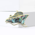 Alloy Abalone Shell Cruise Ship Brooch Pin With Rhinestone Decoration view 2