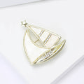 Alloy Rhinestone Shell Sailboat Brooch For Luxury Apparel Decoration view 4