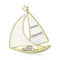 Alloy Rhinestone Shell Sailboat Brooch For Luxury Apparel Decoration view 1