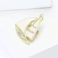 Alloy Rhinestone Shell Sailboat Brooch For Luxury Apparel Decoration view 3