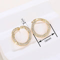 Micro Pave Zircon Three Dimensional Hoop Earrings, Trendy Elegant Fashion Jewelry view 4
