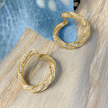Micro Pave Zircon Three Dimensional Hoop Earrings, Trendy Elegant Fashion Jewelry view 2