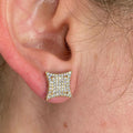 Micro Pave Zircon Stud Earrings, Diamond Shape Geometric French Style Daily Jewelry view 1