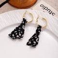 Vintage Leopard Print Fabric Bowknot Gold Alloy Hoop Drop Earrings Elegant Hong Kong Style Luxury Earrings view 4