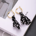 Vintage Leopard Print Fabric Bowknot Gold Alloy Hoop Drop Earrings Elegant Hong Kong Style Luxury Earrings view 2