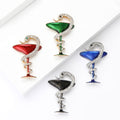 Alloy Enamel Rhinestone Snake Cup Brooch Pin For Suit Decoration view 4