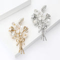 Alloy Rhinestone Plum Blossom Bouquet Brooch For Elegant Women's Apparel view 3