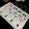 Vintage Palace Style Copper Oval Teardrop Rhinestone Necklace Earrings Jewelry Set view 1