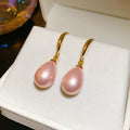 Copper Faux Pearl Oval Teardrop Hook Earrings Elegant Court Style Minimalist Fashion Jewelry view 2