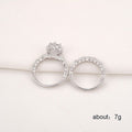 Silver-Tone Round Solitaire Two-Piece Ring Set With Pave Halo view 5