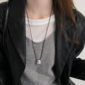 2026 New Minimalist Alloy Oval Pendant Wax Cord Necklace For Women Geometric Clavicle Chain view 3