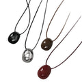 2026 New Minimalist Alloy Oval Pendant Wax Cord Necklace For Women Geometric Clavicle Chain view 5