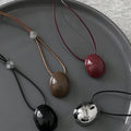 2026 New Minimalist Alloy Oval Pendant Wax Cord Necklace For Women Geometric Clavicle Chain view 4